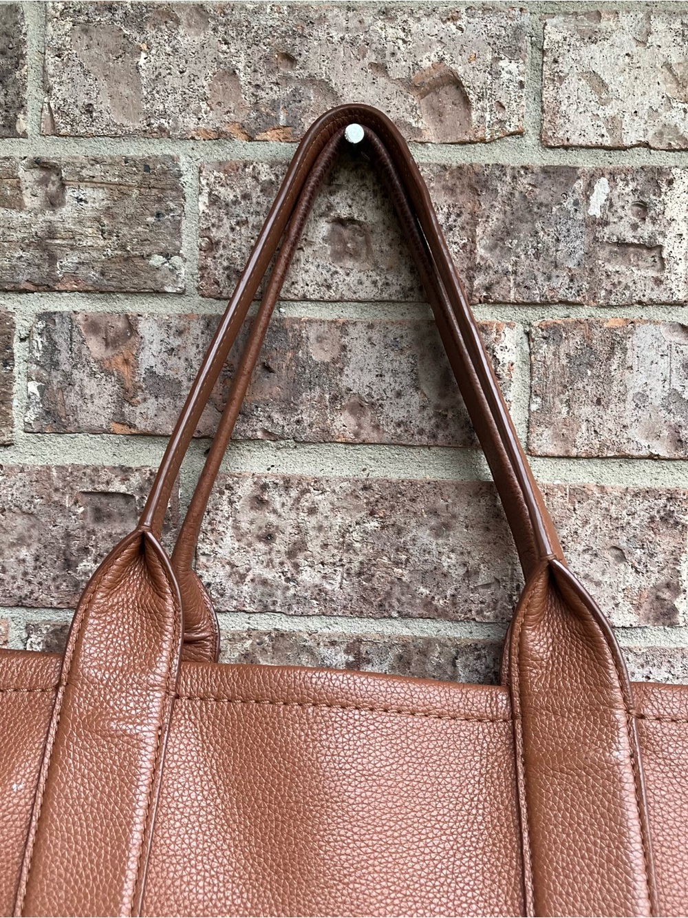 Marc Jacobs Tote Bag Full Grain Leather Large Luxury Handbag Travel Brown Tan - Picture 7 of 16